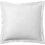 FRESH IDEAS Poplin Tailored Pillow Sham, Euro, White European Pack of 2