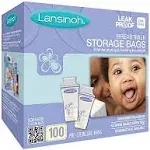 Lansinoh Breastmilk Storage Bags, 100 Count, 6 Ounce, Easy to Use Milk Storage Bags for Breastfeeding, Presterilized, Hygienically Doubled-Sealed, for Refrigeration and Freezing