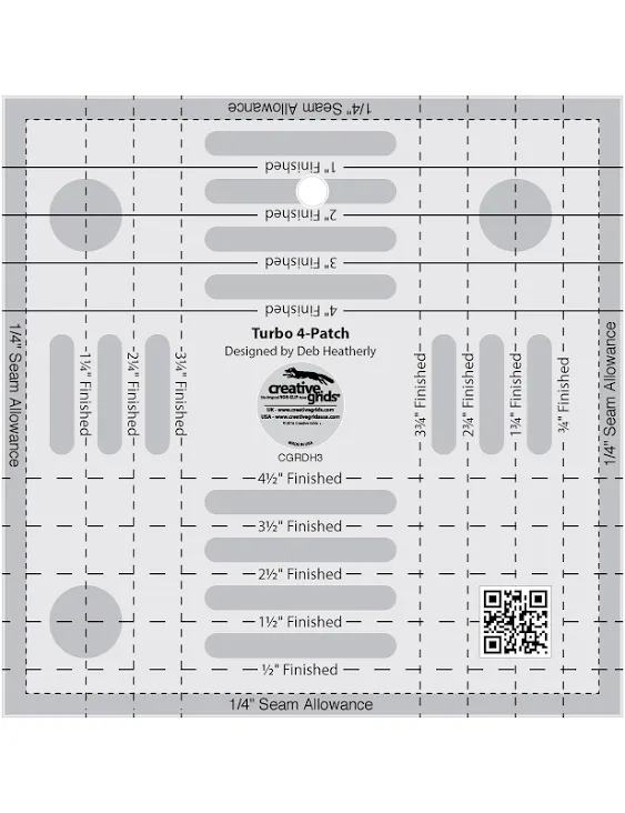 Creative Grids Turbo 4-Patch Template Quilt Ruler - CGRDH3