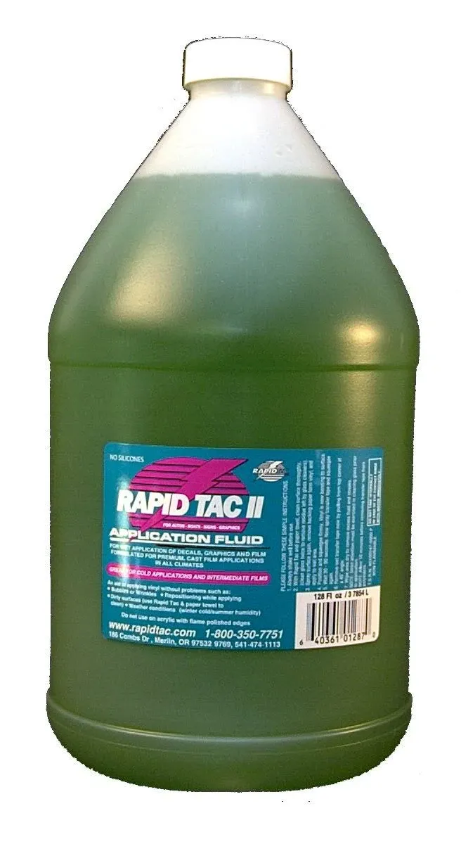 Rapid Tac II Application Fluid for Vinyl Wraps Decals Stickers 1 Gallon