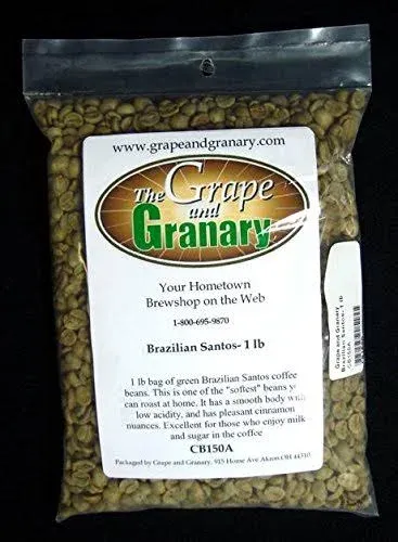 Grape and Granary Brazilian Santos unroasted Coffee Beans (1LB)