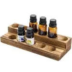 MyGift 2-Tier Tabletop Burnt Wood Essential Oil Display Stand, Cosmetic Organizer Rack, Holds 11 (20ml) Bottles