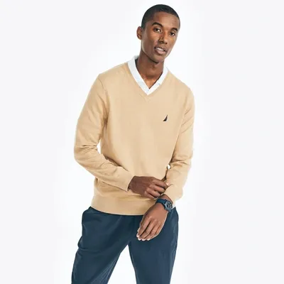 Shop Nautica Mens Navtech V-neck Sweater In Beige