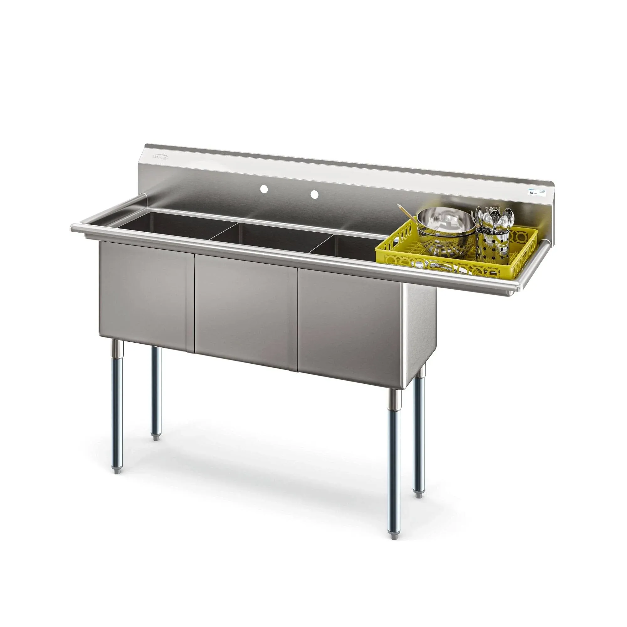 Koolmore KM-SC151514-15R316 Sink 3-compartments 63&quot;W X 21&quot;D X 43-1/5&quot;H Overall