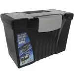 Storex Portable File Storage Box with Organizer Lid Letter Legal Black