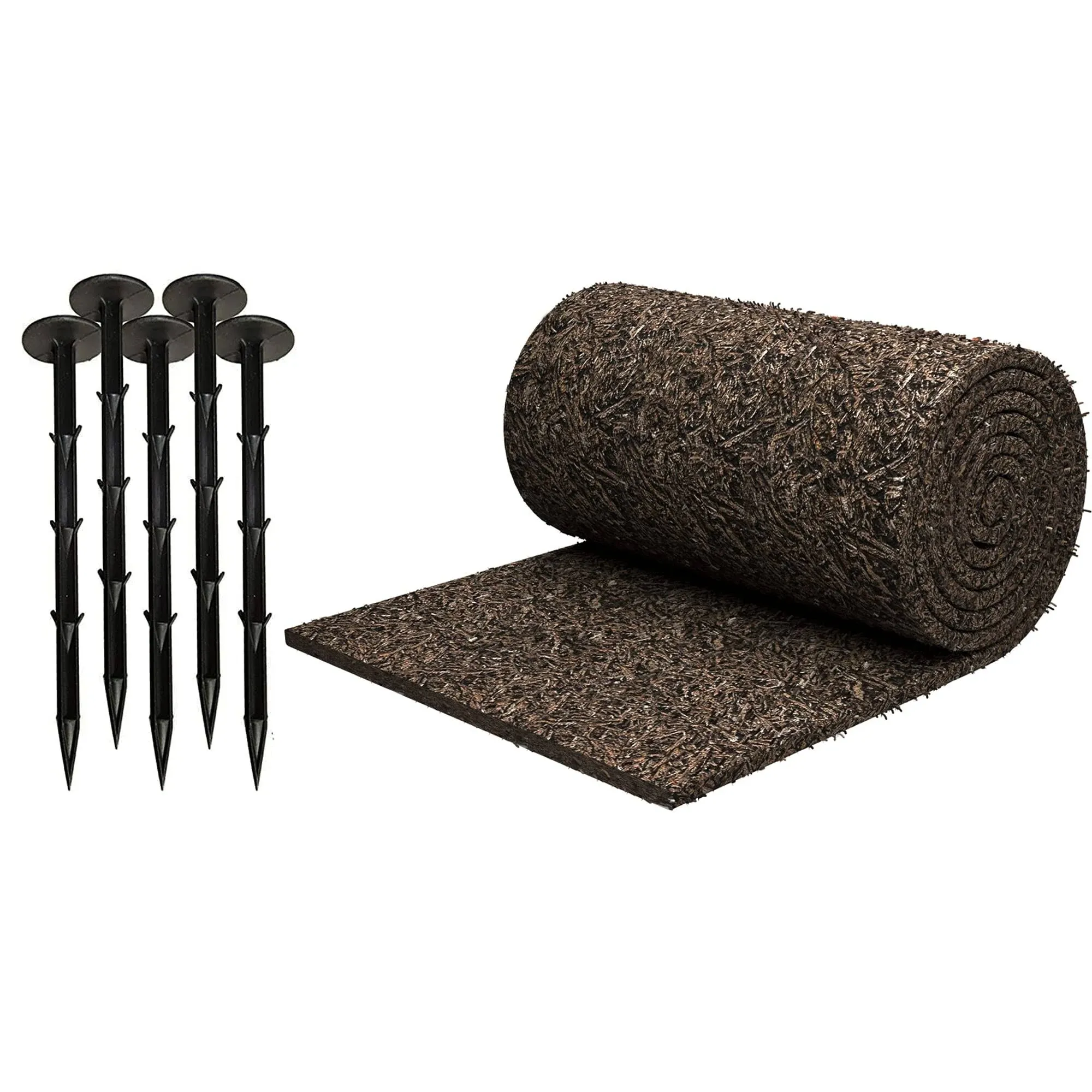 Black Rubber Mulch Roll Border for Landscaping  with 16 Plastic Anchors included