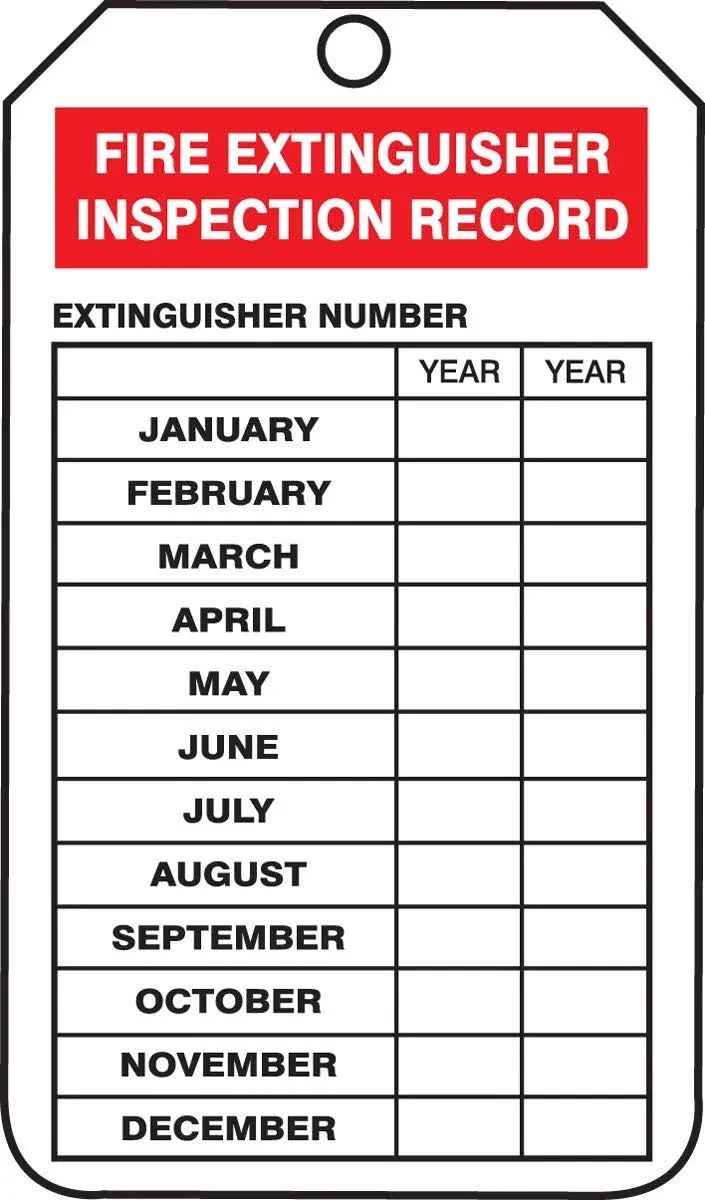 Accuform Fire Extinguisher Inspection Record Mini Tags