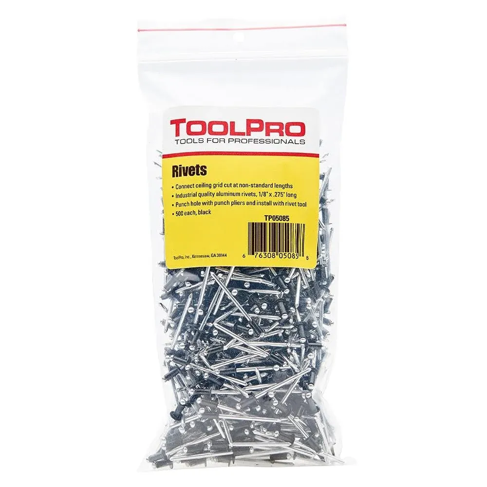 ToolPro 1/8 in. Black Aluminum Pull Rivets 500-Pack