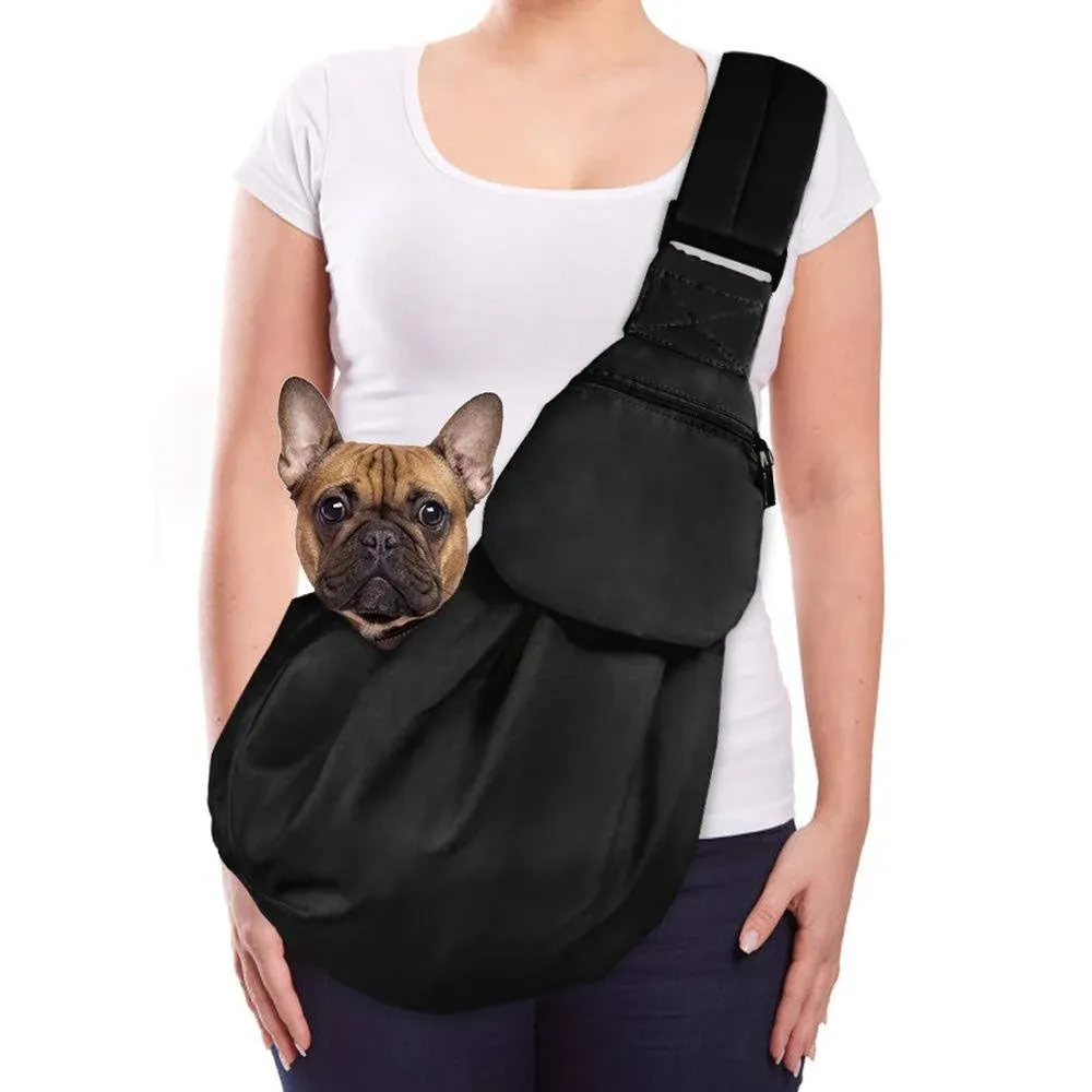 Lukovee Pet Sling, Hand Free Dog Sling Carrier Adjustable Padded Strap Tote Bag ...