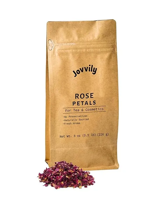 Jovvily Rose Petals - 8oz - Edible - Relaxing - Fresh Aroma