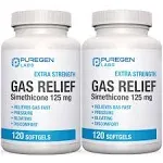 P Puregen Labs Extra Strength Gas Relief Softgels with Simethicone 125 mg | Fast Relieve of Pressure, Bloating and Painful Discomfort 2 Pack | Total