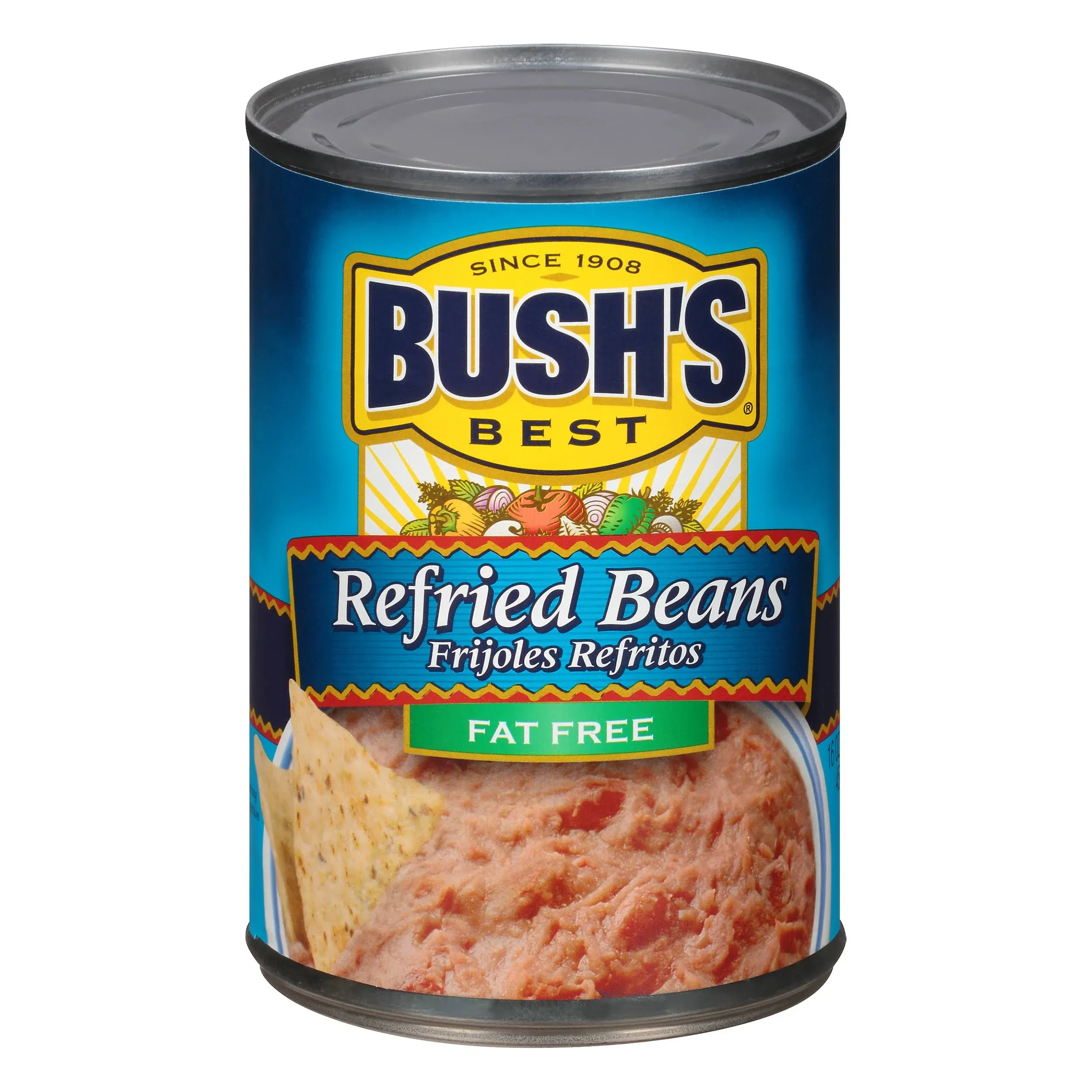 BUSH'S BEST Refried Beans Traditonal Pinto, Source Of Plant Based Protein And Fiber, Low Fat, Gluten Free, 16 oz