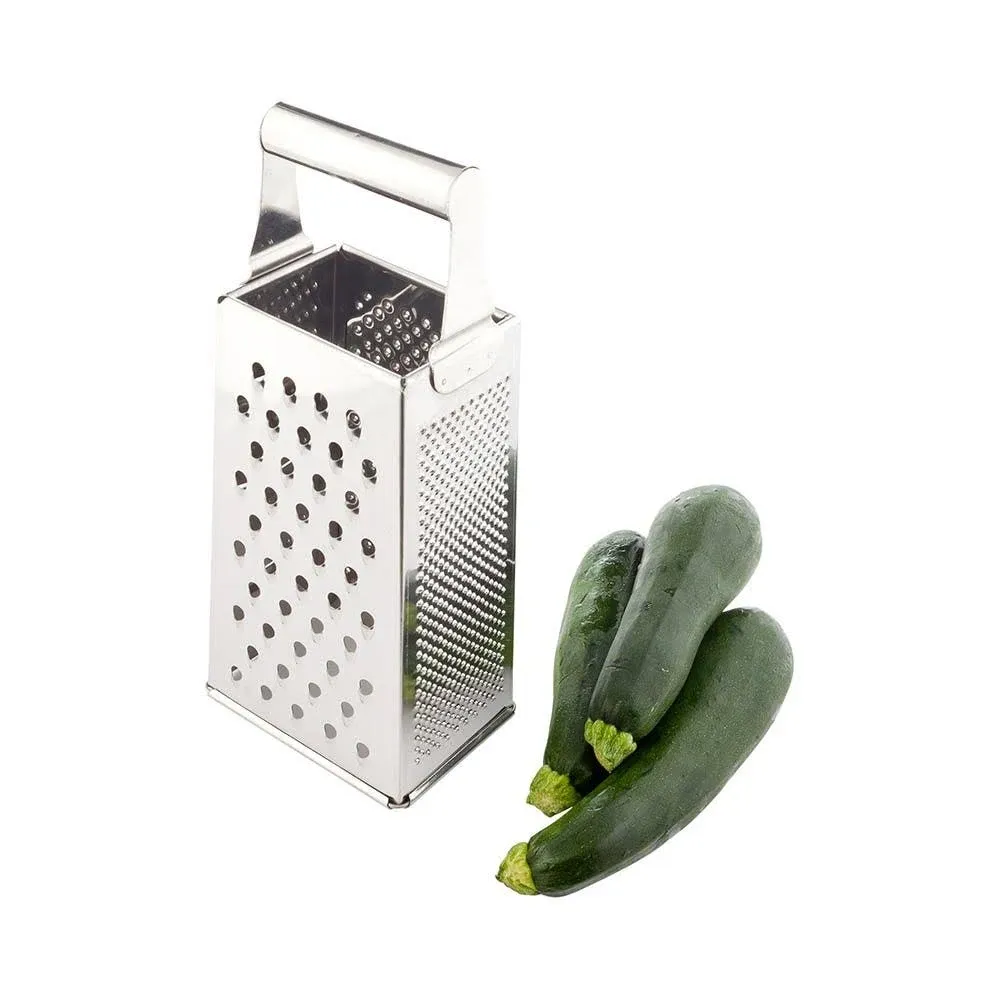 Restaurantware Met Lux Cheese Grater 1 Heavy-Duty Box Grater - With 4 Sides Built-In Handle Stainless Steel Food Grater For Vegetables And Cheese