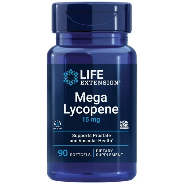 Life Extension, Mega Lycopene, 15mg, Lycopin aus Tomatenextrakt, 90 Weichkapseln, Laborgeprüft, Glutenfrei, Sojafrei, Ohne Gentechnik