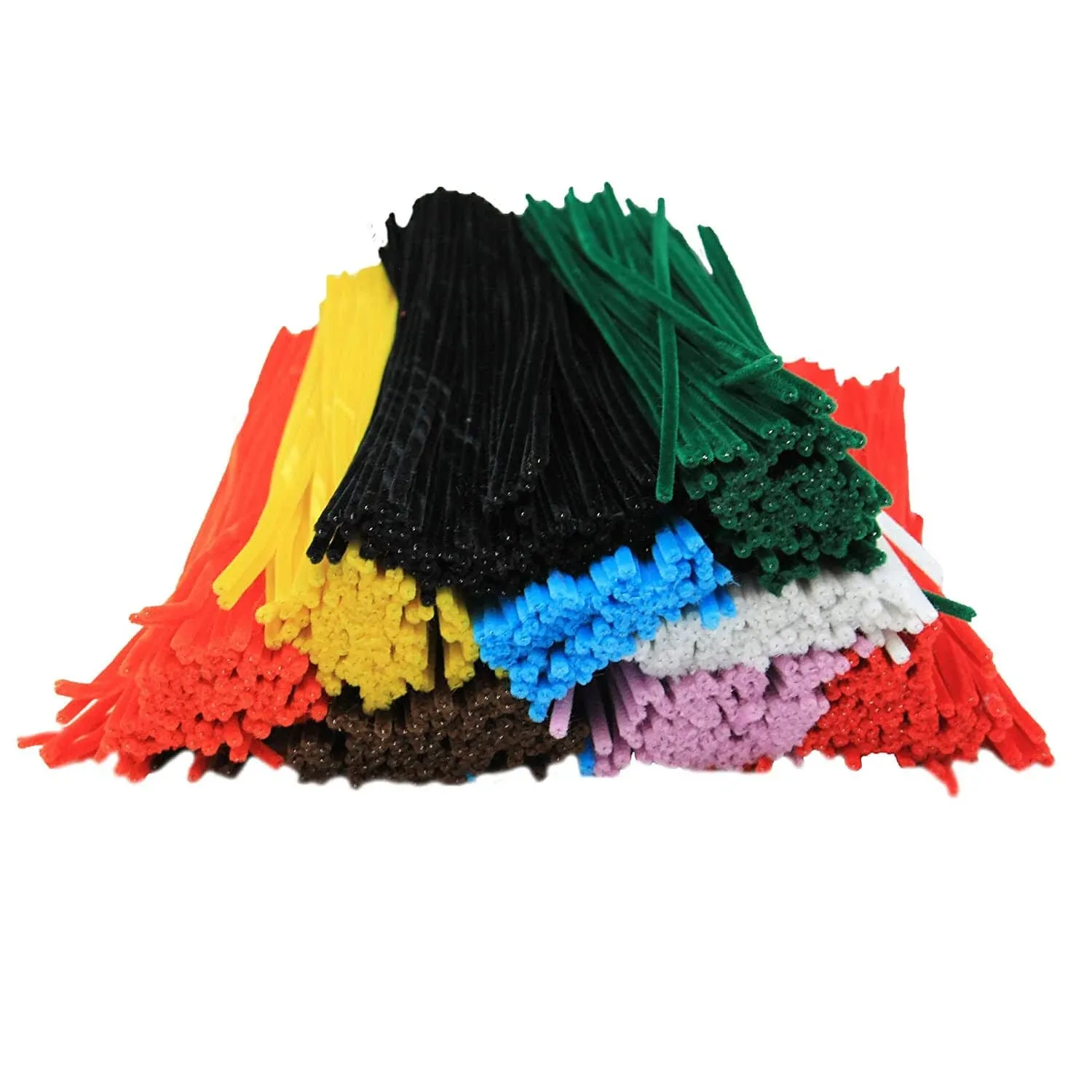 Creative Arts by Charles Leonard Chenille Stems with Stripes, 6 MM x 12 Inch, Assorted Colors, 100/Bag (65695)