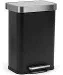 SIMPLI-MAGIC 50 Liter Soft-Close, Smudge Resistant Trash Can with Foot Pedal and Built in Filter-Stainless Steel, Sleek Finish, 50L/13.2 Gallon, Black