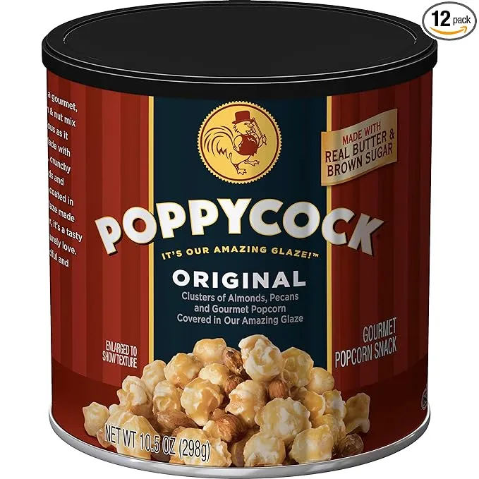 POPPYCOCK Original Gourmet Popcorn, 10.5-oz. Canisters (Pack of 12)