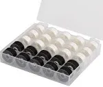 25pcs 15white+10blac<wbr/>k Prewound Bobbin Thread Size A Class 15 sa156 60wt With C