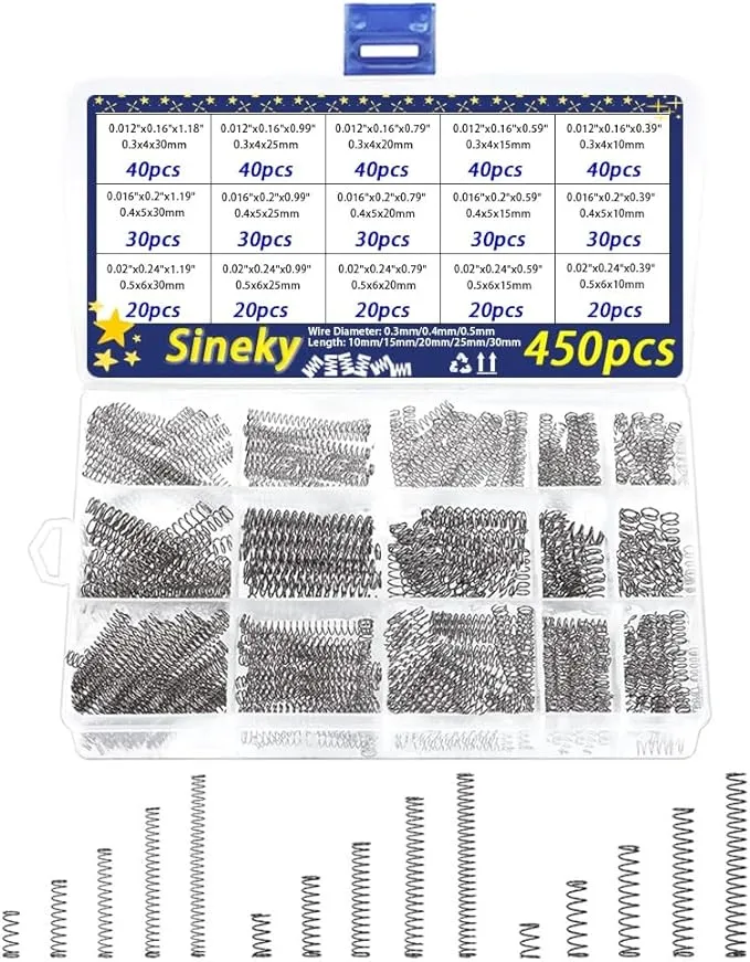 450pcs Tiny Springs Pen Assorted Mechanical Compression Springs Stainless Steel Spring for Home Replacement