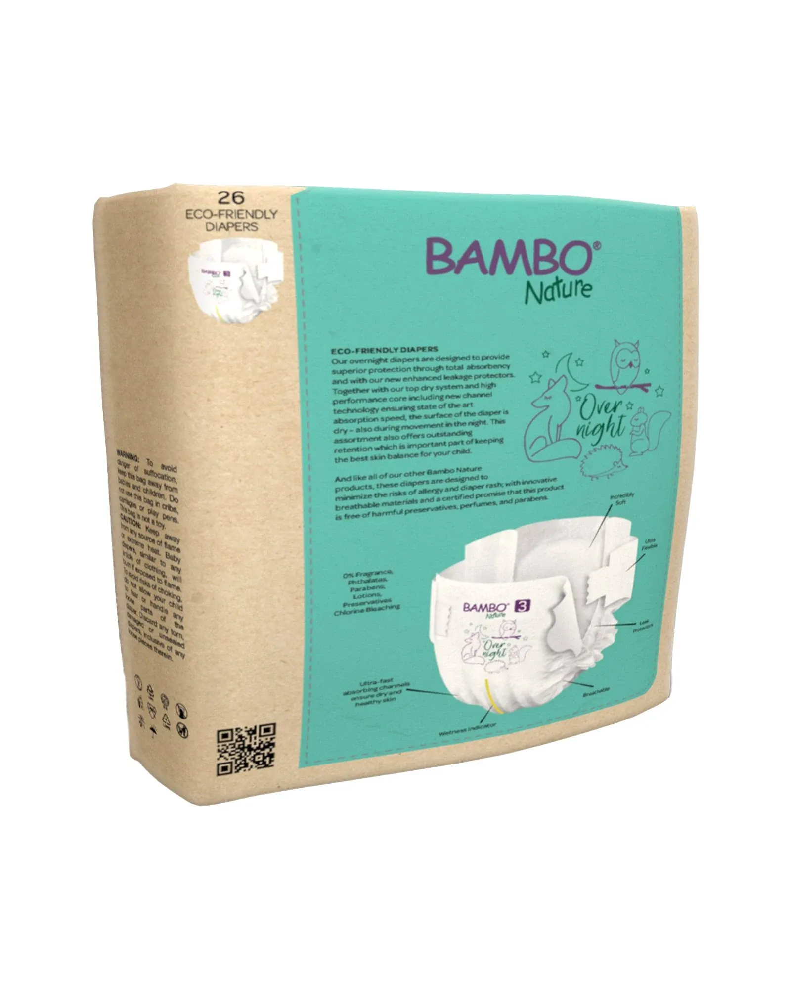 Bambo Nature Overnight Diapers, Size 5 22 Count