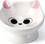 AISBUGUR Raised Cat Food Bowl Ceramic 15° Tilted Cat Food Bowls Protect Cat's Spine Anti Vomiting Backflow Prevention Cat Bowls for Adult Cats, Kitten