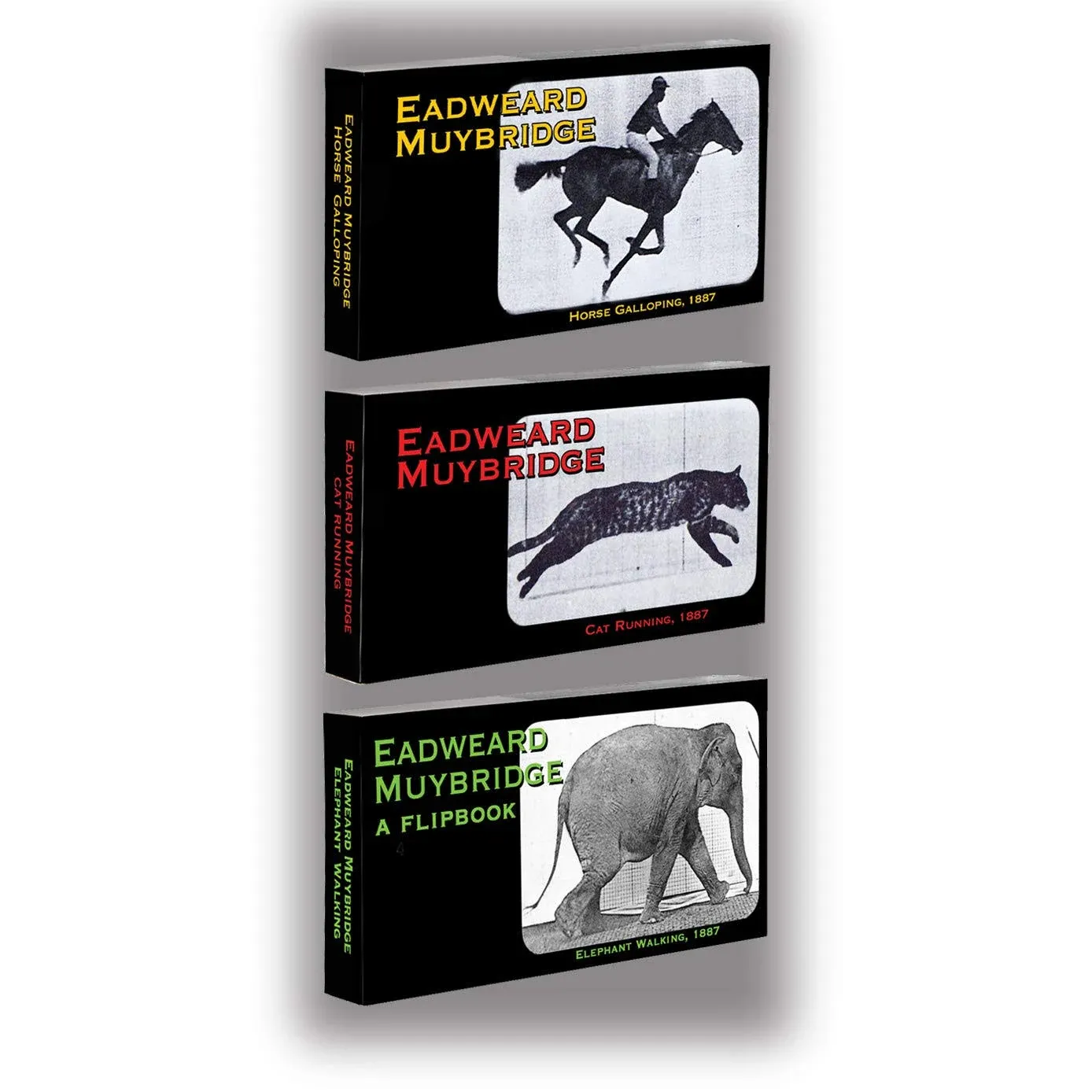 Fliptomania Muybridge Early Photography Flipbook 3-Pack: Horse, Cat, Elephant