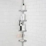 4 Tier Tension Corner Shower Organizer Caddy in Matte Black