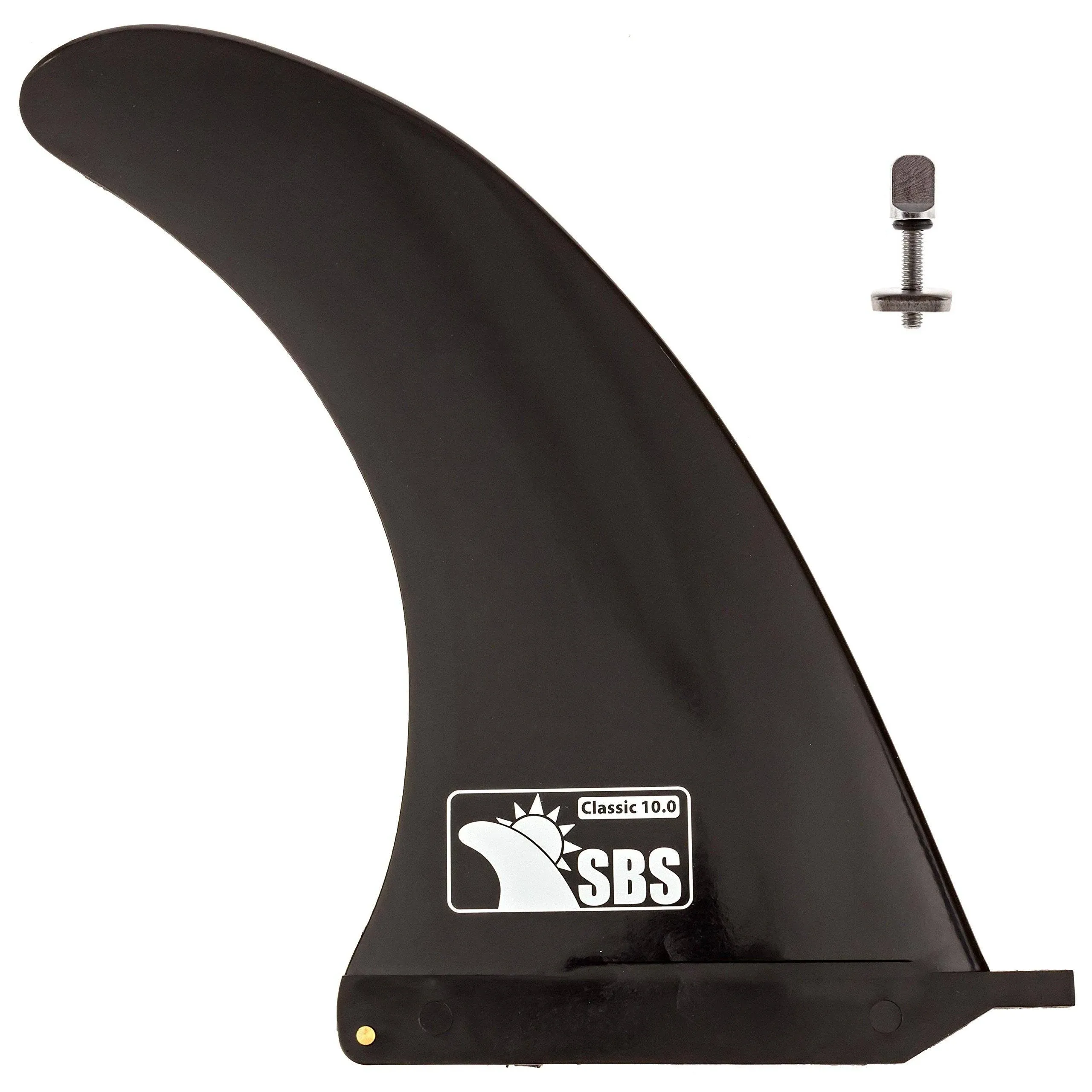 SBS 10" Surf & SUP Fin - Free No Tool Fin Screw - 10 inch Center Fin for Longboard, Surfboard & Paddleboard