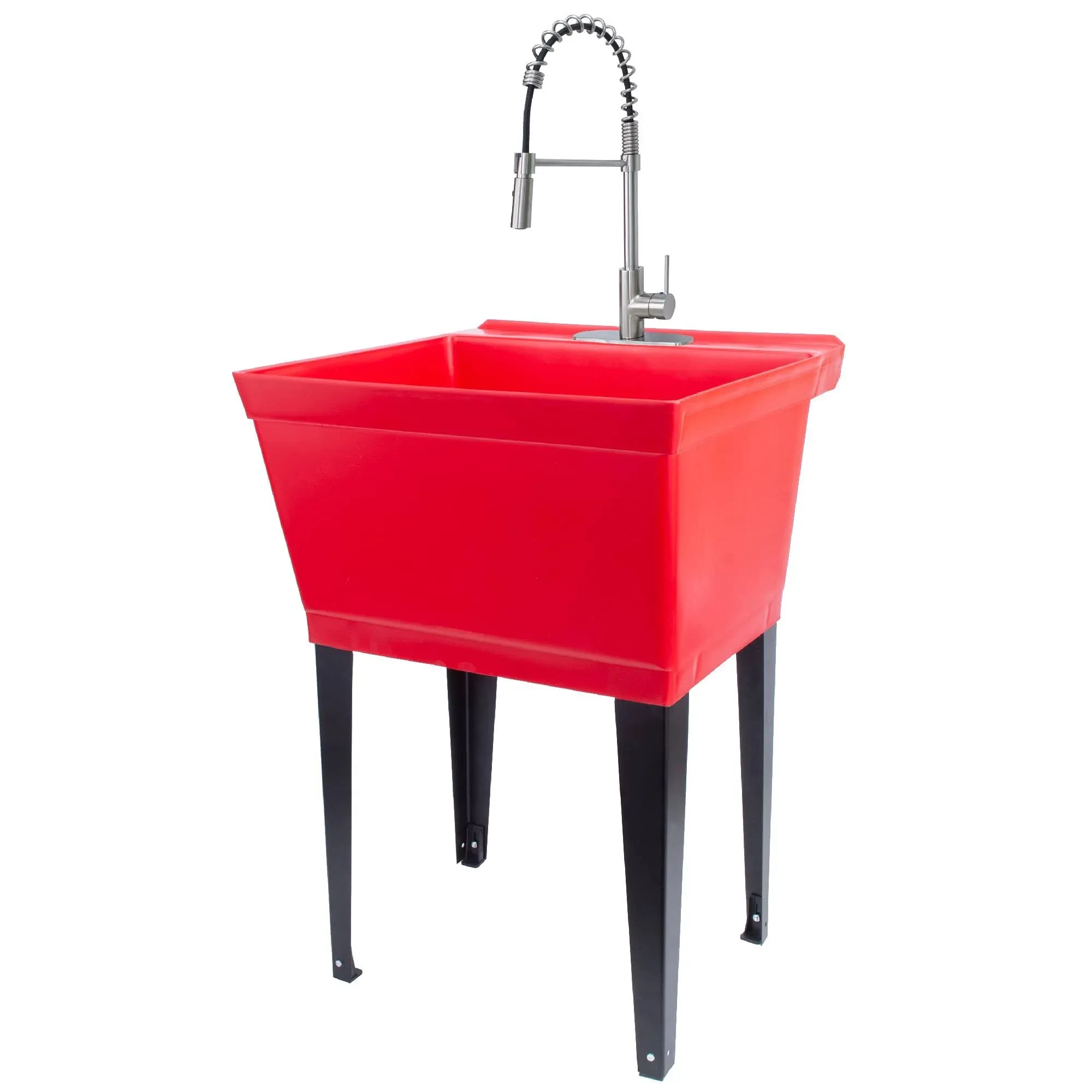 22.875 in. x 23.5 in. Thermoplastic Freestanding Red Utility Sink Set with ...