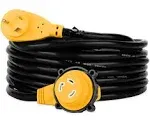 Camco 55524 30 Amp Power Grip Extension Cord with 90M/90F Locking Adapter - 25'