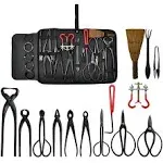 14 Piece Bonsai Tools Kit with Case, Carbon Steel Scissor Cutter Shear