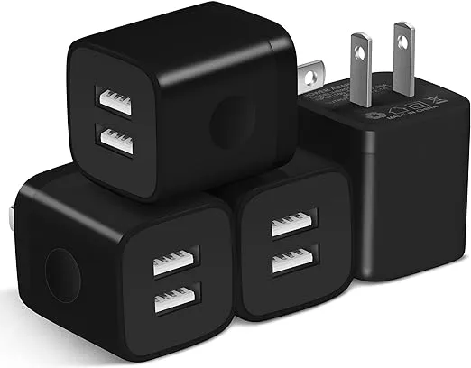 Fast Charging Wall Charger 4Pack Dual Port USB Power Adapters iPhone Samsung Gal