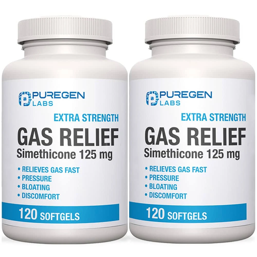 P Puregen Labs Extra Strength Gas Relief Softgels with Simethicone 125 mg | Fast ...