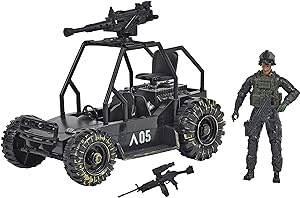 Sunny Days Entertainment Delta Attack Vehicle – Playset with Action Figure and Realistic Accessories | Military Toy Set for Kids – Elite Force, Black