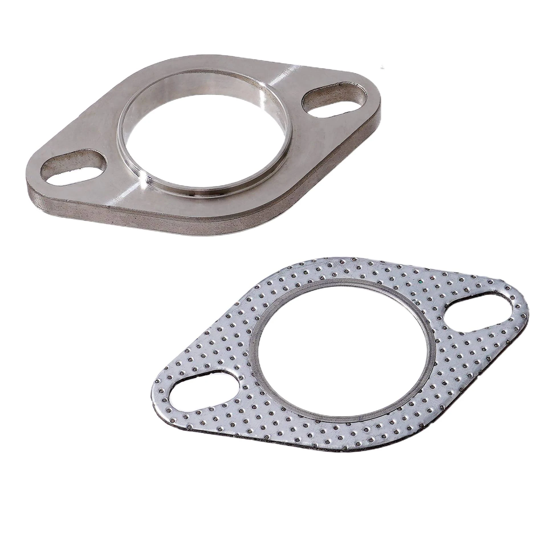 Rwraps Stainless Steel Exhaust Flange 2 Bolt 2.5" Exhaust Flange & Gasket Connection Kit 2.5 Inch/63.5mm