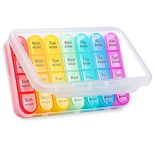 Zoksi Weekly Pill Organizer 4 Times A Day, 7 Day Pill Box, Large Travel Pill Case ...