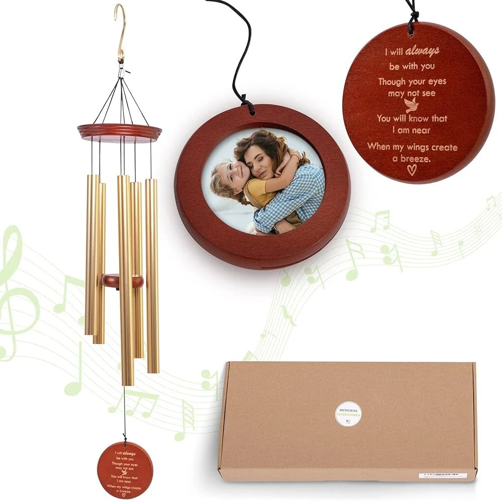 Memorial Wind Chimes with Photo Frame, Wind Chimes for Loss of Loved One-Sympathy Wind Chimes, Windchimes in Memory of A Loved One, Loss of Mother Gifts, Bereavement Gifts, Memorial Gifts