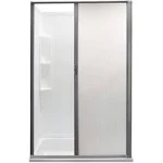 RecPro RV Retractable Rolling Shower Door Replacement | Woven Mesh with Vinyl (Platinum, 36" x 57")