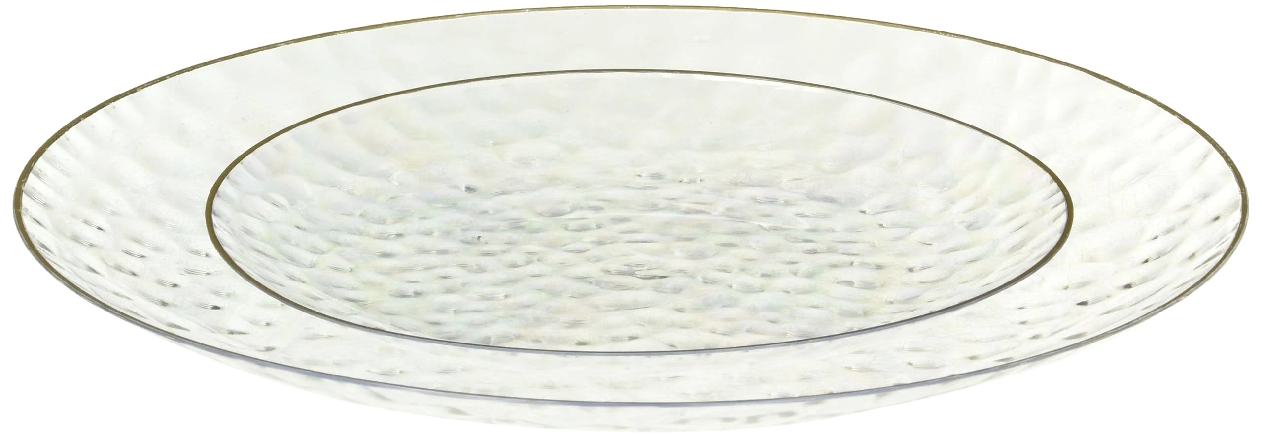 Blue Sky Organic Hammered Clear Gold Rim Plates - 7" & 10" Combo Pack, 32 Count | Disposable Dinnerware, Elegant Design Perfect for Parties and Events