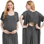 Mama & Wish Labor and Delivery Gown 3 in 1 Labor, Delivery and Nursing Gown for Hospital Made with Ultra-Soft Fabric