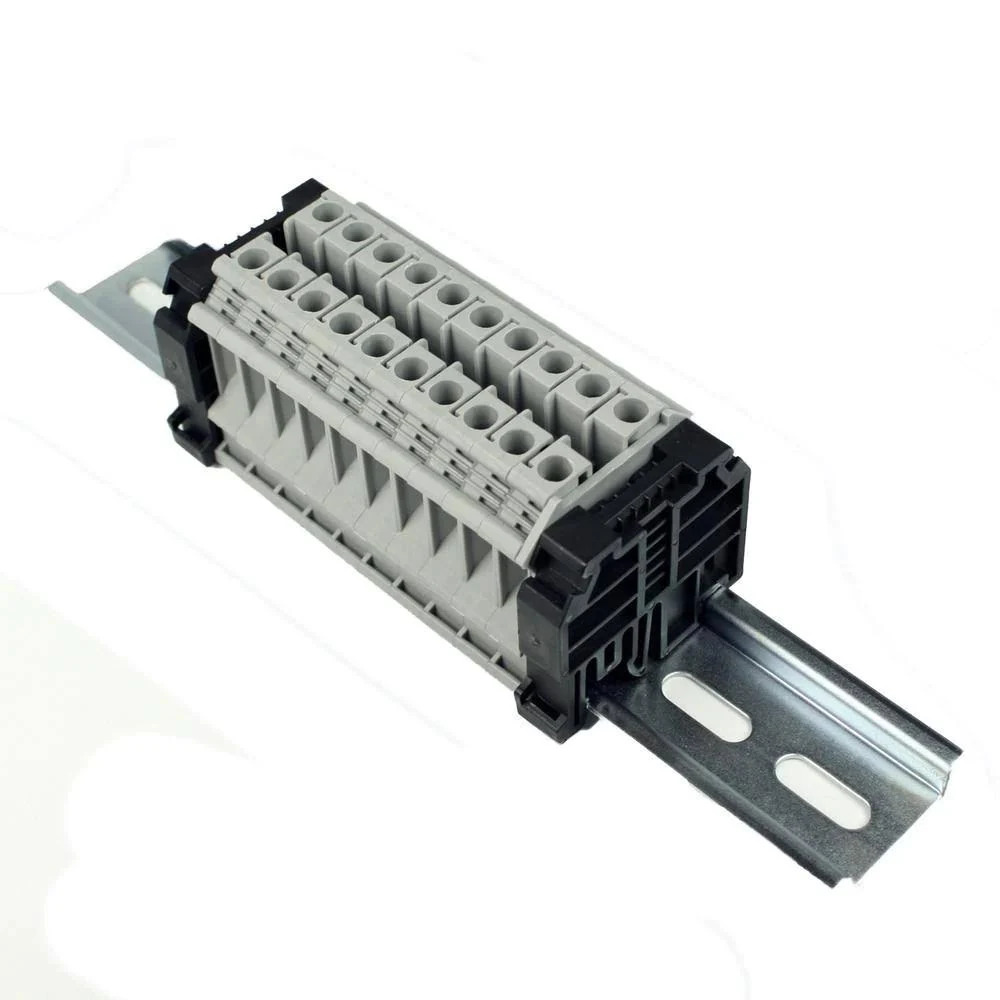 ASI 10-Gang Terminal Block Assembly, 24-8 AWG, 50 Amp, 300-Volt, UL RAAK6N21-10