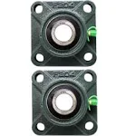 PGN UCF204-12 Pillow Block Bearing - Pack of 2 Square Flange Mounted Pillow Block Bearings - Chrome Steel Bearings with 3/4" Bore - Self Alignment