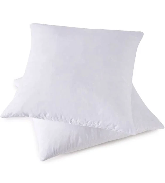 Throw Pillow Inserts, Set of 2 Down Feather Pillows Inserts Bed and Couch Pillows Cotton Cover, 26x26 Inches