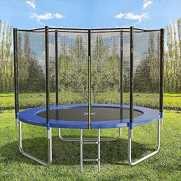 AOTOB 8FT 10FT 12FT 14 FT 15FT Trampoline with Safety Enclosure Net，Outdoor Trampoline with Basketball Hoop, Heavy Duty Jumping Mat and Spring Cover Padding for Kids and Adults, Storage Bag and Ladder