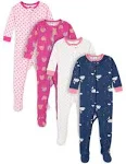 Gerber Baby & Toddler Neutral Snug Fit Footed Cotton Pajamas, 4-Pack, Sizes 0/3 Months-5T