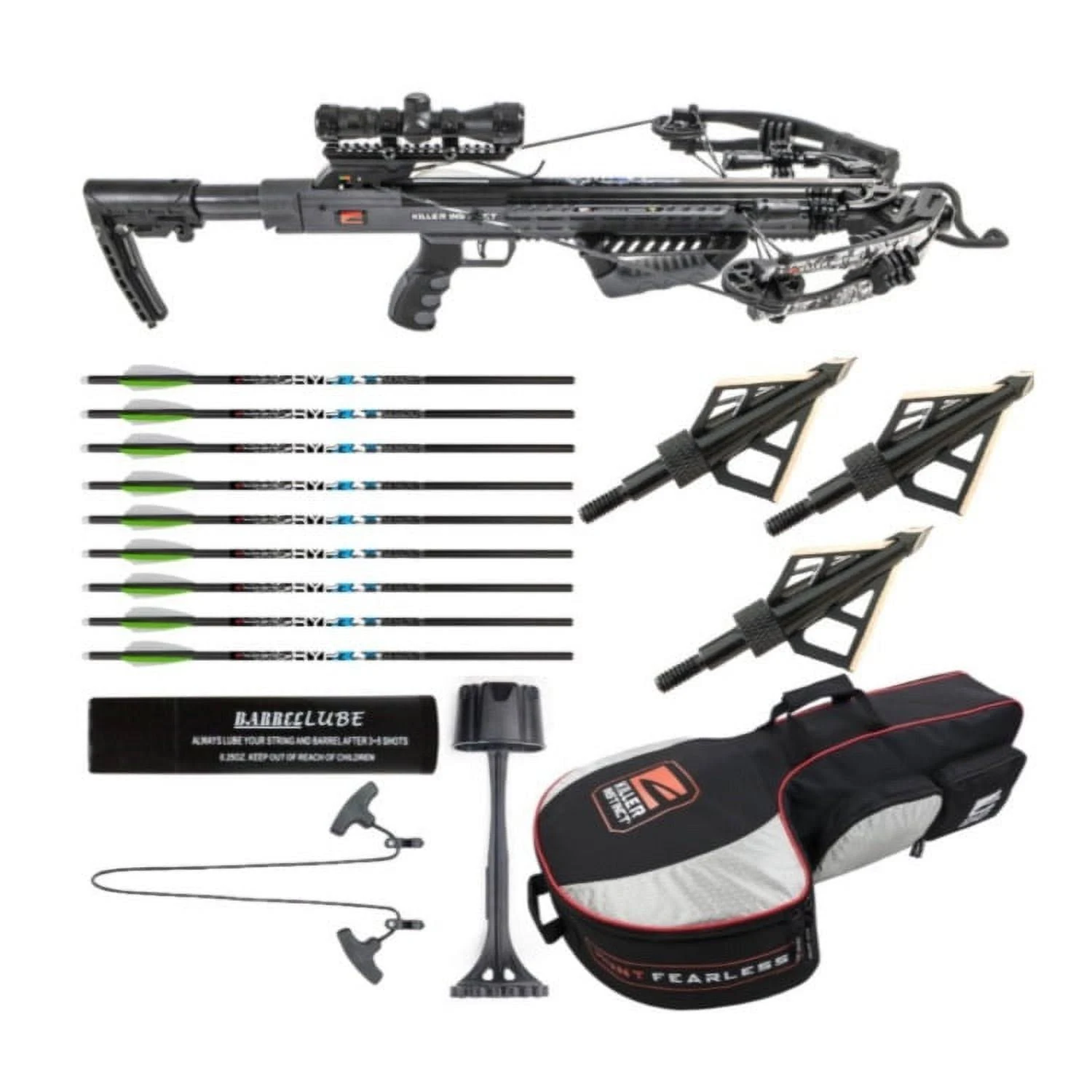 Killer Instinct Burner 415 FPS Crossbow Package Gray Camo Bundle