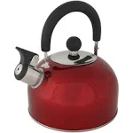 Lily's Home 2 Quart Stainless Steel Whistling Tea Kettle, the Perfect Stovetop Tea and Water Boilers for Your Home, Dorm, Condo or Apartment. Red