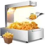 PYY French Fry Warmer Commercial Food Heat Lamp/Food Warmer Light,Free-Standing Warming Dump Station Countertop Fries Food Warmer for Chips Churros Buffet Kitchen Restaurants 600W (Silver)