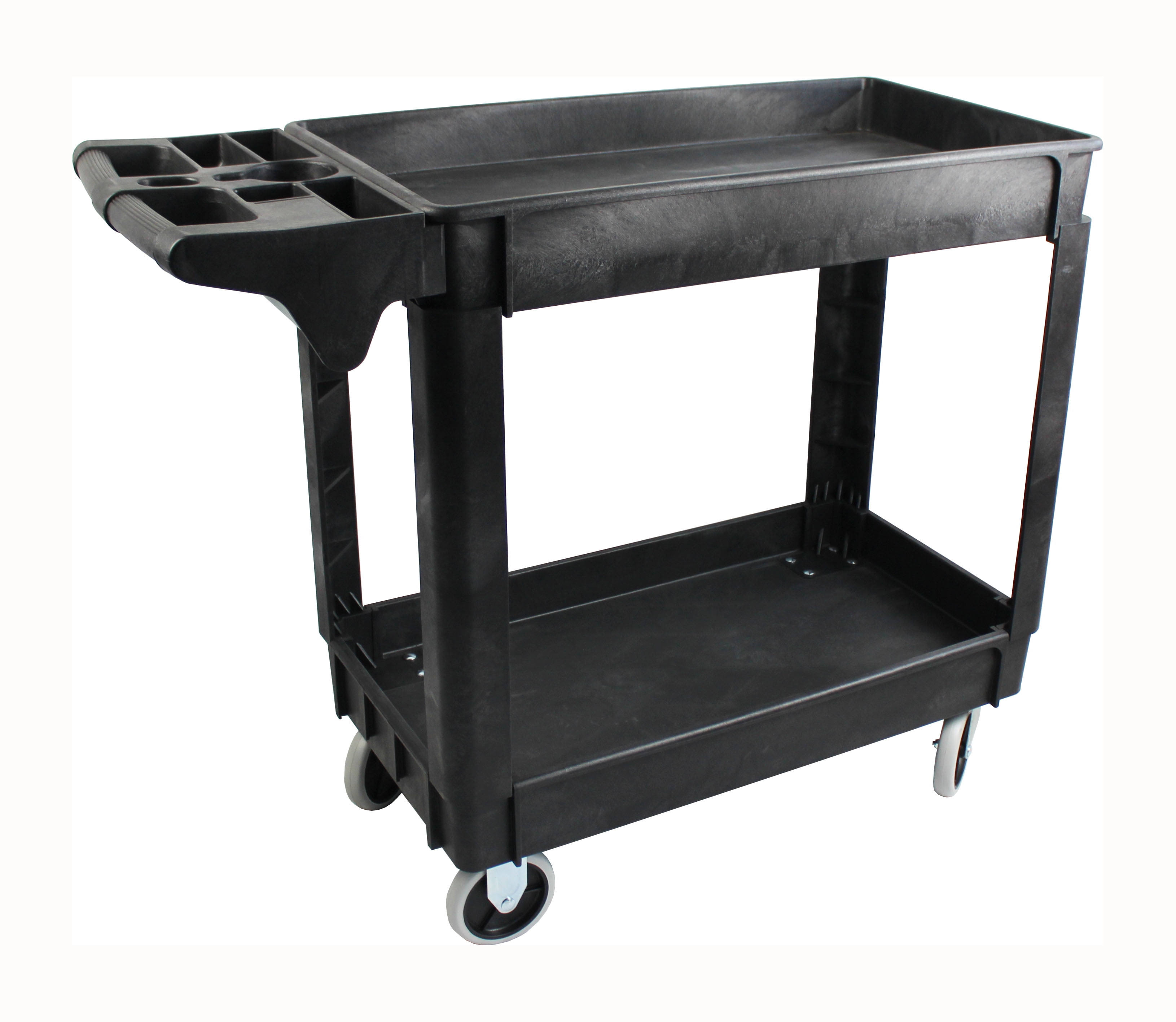 MaxWorks 80855 500-lb Utility Service PP Cart With Two Trays and Wheels 30 Inch X 16 Inch Overall Dimensions