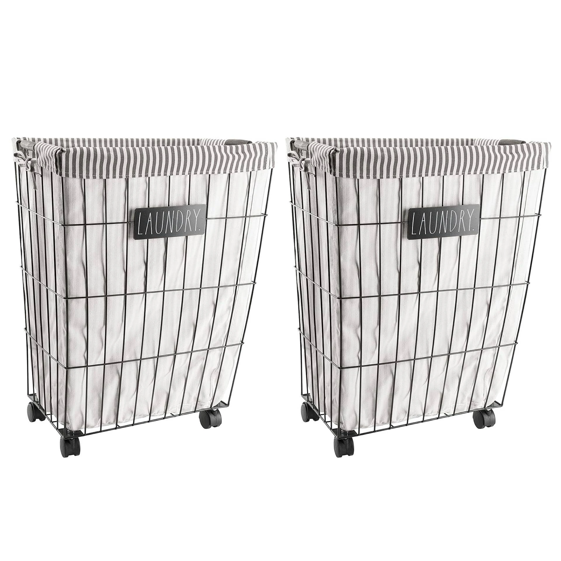 Rae Dunn Heavy Duty Laundry Hamper on Wheels - by Designstyles Set of 2